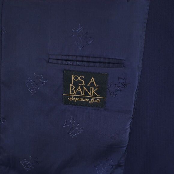 Jos A Bank Signature Gold Wool Blue Herringbone 44L / Slim 46L Blazer 2 Button - Picture 8 of 13